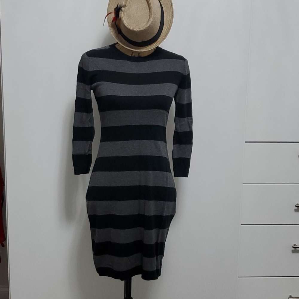Stripe knit sweater dress